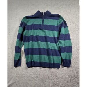 346 Brooks Brothers 1/4 Zip Sweater Men's XL Navy Green Stripe Classic Fit